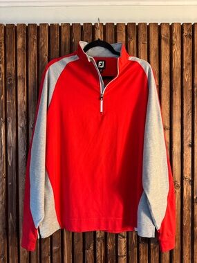 FootJoy Red and Gray Men's Quarter-Zip Pullover